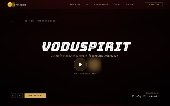 Maquette VoduSpirit, écran d’accueil